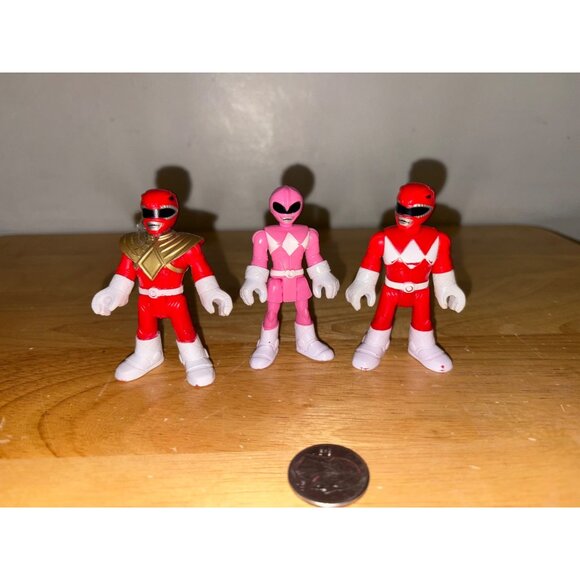 Imaginext Mighty Morphin Power Rangers Lot 3 Figures Fisher Price Pink Red Gold - Picture 1 of 5